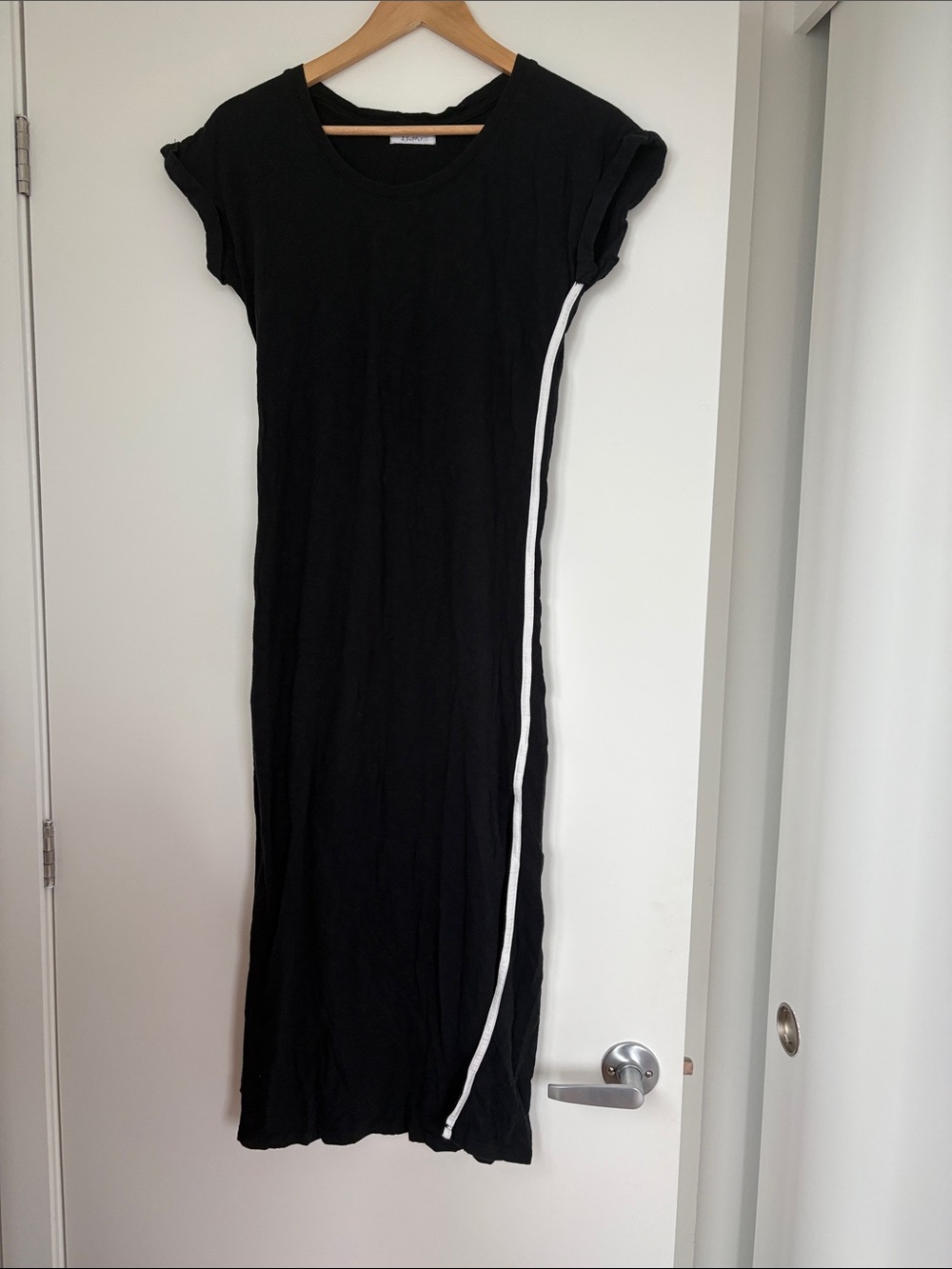 Z Supply Black Maxi Dress with White Side Stripe